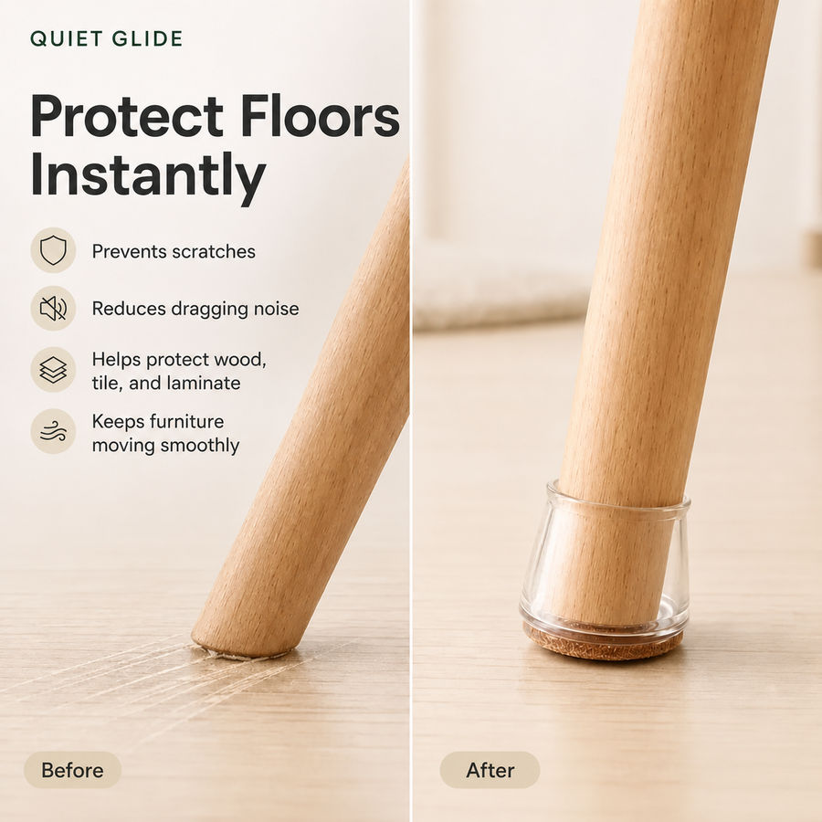 Quiet Glide Chair Leg Protectors — 8 Piece Set