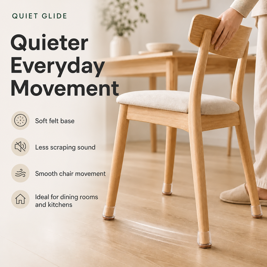 Quiet Glide Chair Leg Protectors — 8 Piece Set