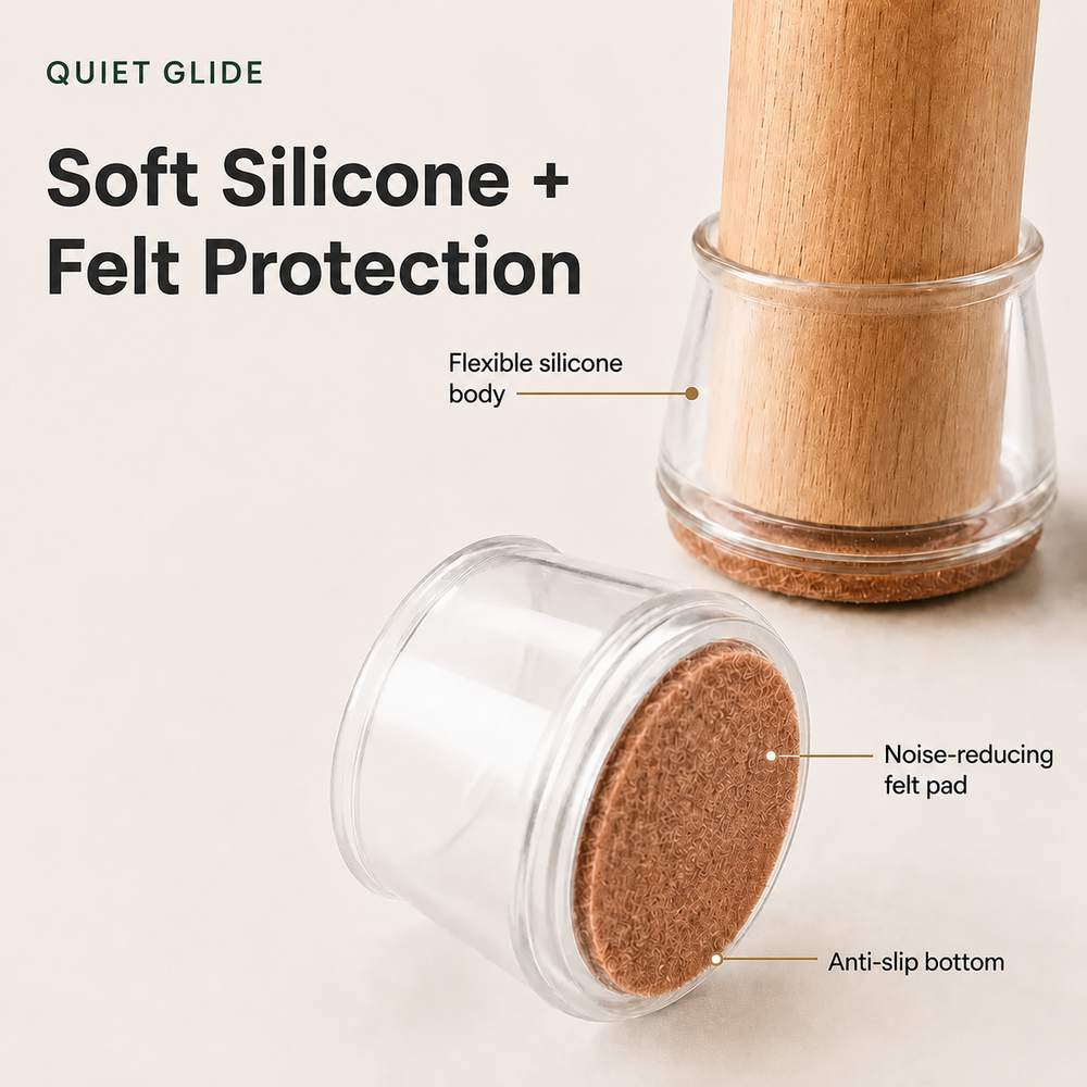 Quiet Glide Chair Leg Protectors — 8 Piece Set